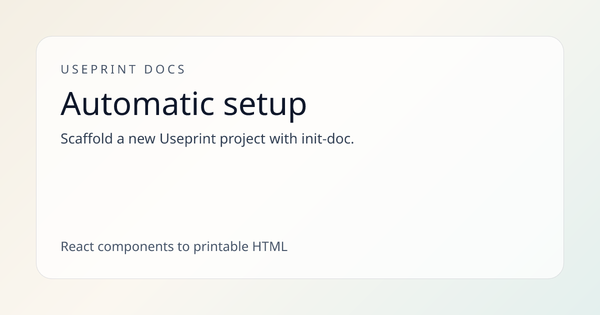 Automatic setup