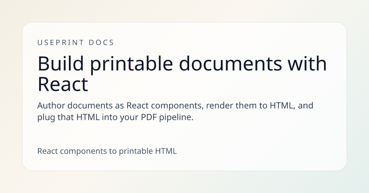 Build printable documents with React